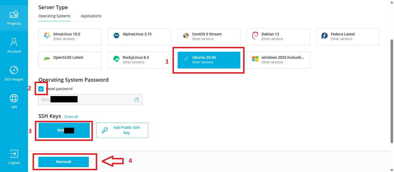 Choose server type