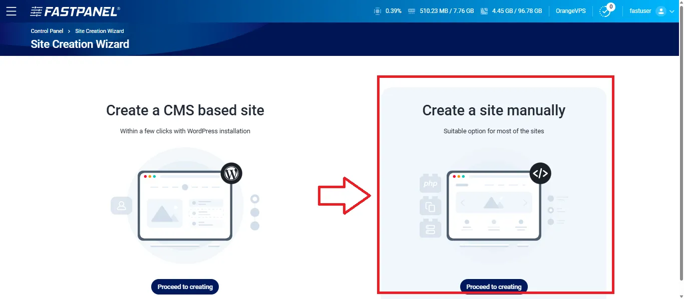Create Site Manually