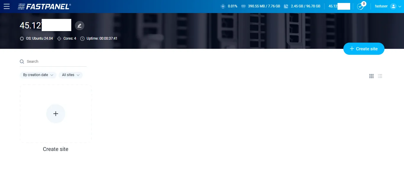 FASTPANEL Dashboard