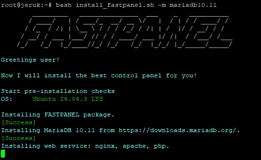 FASTPANEL Installation Progress