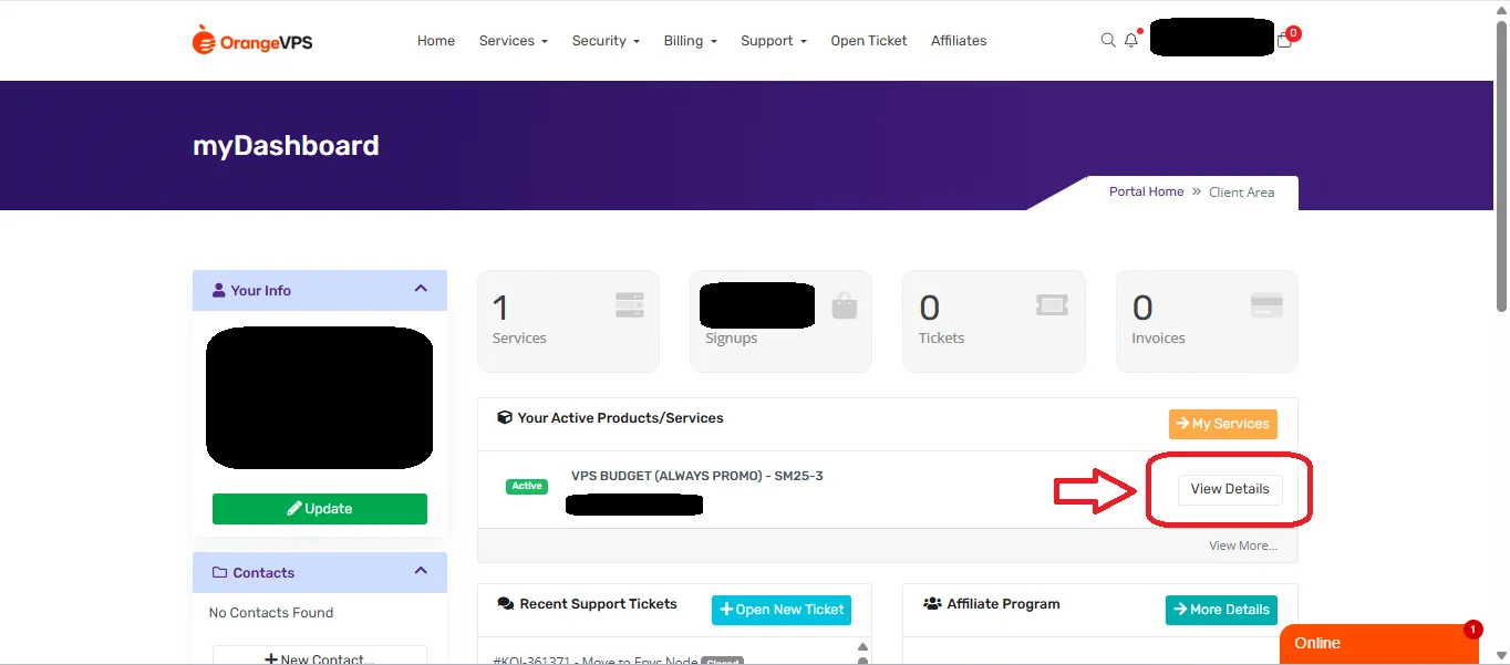 Dashboard OrangeVPS